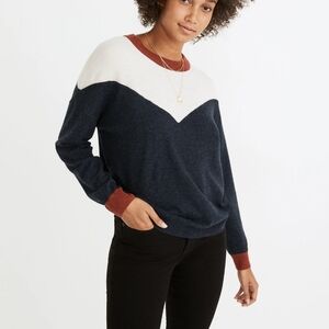 Madewell Colorblock Yoke Merino Wool Alpaca Blend Sweater Size Small
